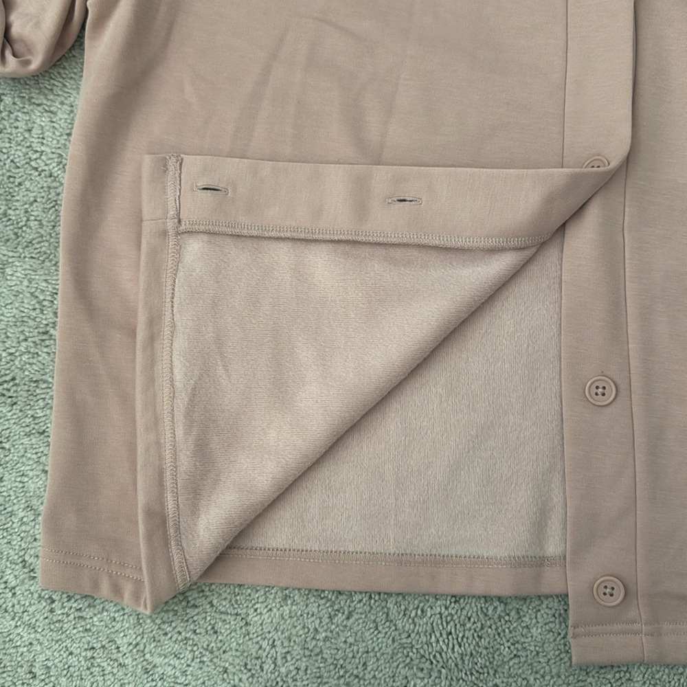 Berkshire Homewear French Terry Cardigan & Flare Pant Set | Size 1X | Pink - Picture 5 of 11